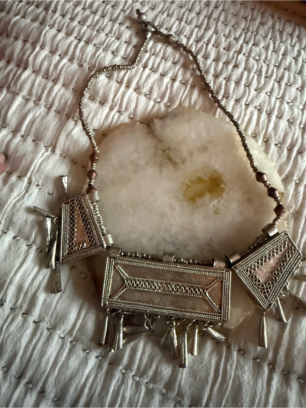Noonday Silver-Tone Tribal Statement Necklace - Silver